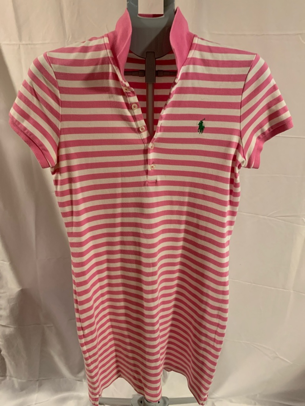 Ralph Lauren Polo T-Shirt DRESS Pink and White Stripe Size Medium